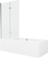 Mexen Cube cadă dreptunghiulară de 180 x 80 cm cu panouri si paravan cu 2 aripi 100 cm, transparent, crom - 550518080X9210020100