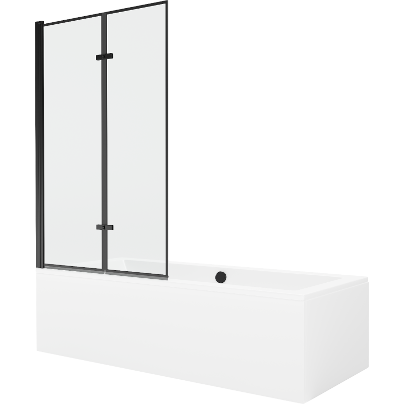Mexen Cube 180 x 80 cm téglalap alakú kád burkolattal és 2 szárnyas kádparavánnal 100 cm, Fekete minta - 550518080X92100027070