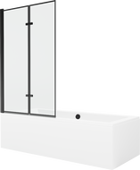 Mexen Cube cadă dreptunghiulară de 180 x 80 cm cu panouri si paravan cu 2 aripi 100 cm, Model negru - 550518080X92100027070