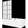 Mexen Cube cadă dreptunghiulară de 180 x 80 cm cu panouri si paravan cu 2 aripi 100 cm, Model negru - 550518080X92100027077