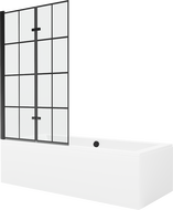 Mexen Cube cadă dreptunghiulară de 180 x 80 cm cu panouri si paravan cu 2 aripi 100 cm, Model negru - 550518080X92100027077