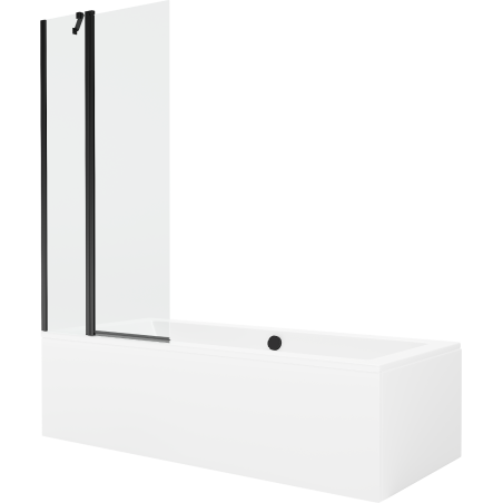 Mexen Cube cadă dreptunghiulară 170 x 80 cm cu carcasă și paravan cu 1 aripă de 80 cm, transparent, negru - 550517080X9408117000