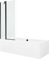 Mexen Cube cadă dreptunghiulară 170 x 80 cm cu carcasă și paravan cu 1 aripă de 80 cm, transparent, negru - 550517080X9408117000