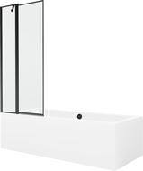 Mexen Cube cadă dreptunghiulară de 170 x 80 cm cu panouri si paravan cu 1 aripă 80 cm, Model negru - 550517080X9408117070