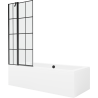 Mexen Cube cadă dreptunghiulară de 170 x 80 cm cu panouri si paravan cu 1 aripă 80 cm, Model negru - 550517080X9408117077