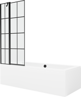Mexen Cube cadă dreptunghiulară de 170 x 80 cm cu panouri si paravan cu 1 aripă 80 cm, Model negru - 550517080X9408117077