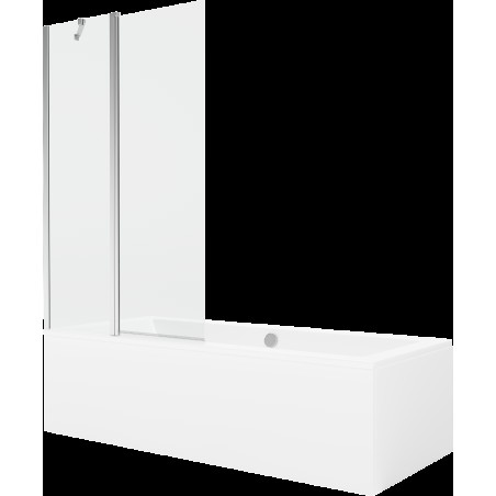 Mexen Cube cadă dreptunghiulară de 170 x 80 cm cu panouri si paravan cu 1 aripă 100 cm, transparent, crom - 550517080X9410110100