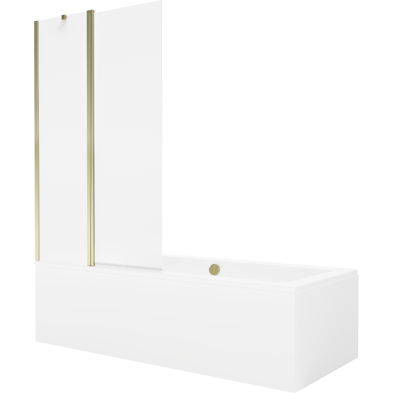 Mexen Cube cadă dreptunghiulară 170 x 80 cm cu carcasă și panou de 1 aripă 100 cm, transparent, auriu - 550517080X9410115000