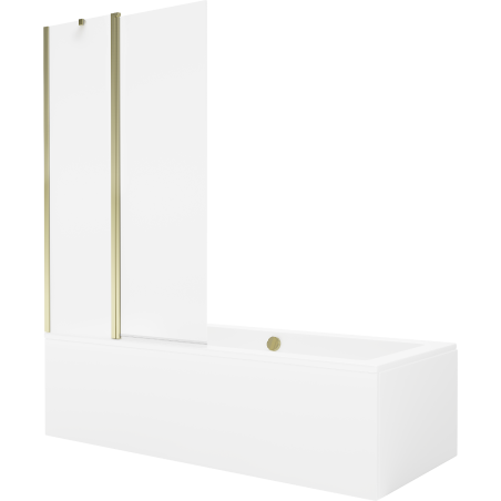 Mexen Cube cadă dreptunghiulară 170 x 80 cm cu carcasă și panou de 1 aripă 100 cm, transparent, auriu - 550517080X9410115000