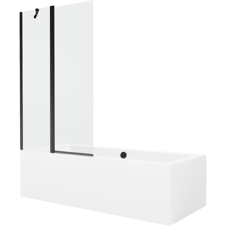 Cada dreptunghiulară Mexen Cube 170 x 80 cm cu carcasă și paravan cu 1 canat 100 cm, transparent, negru - 550517080X9410117000