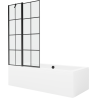 Mexen Cube cadă dreptunghiulară de 170 x 80 cm cu panouri si paravan cu 1 aripă 100 cm, Model negru - 550517080X9410117077