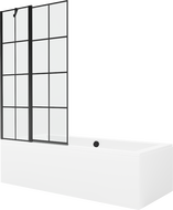 Mexen Cube cadă dreptunghiulară de 170 x 80 cm cu panouri si paravan cu 1 aripă 100 cm, Model negru - 550517080X9410117077