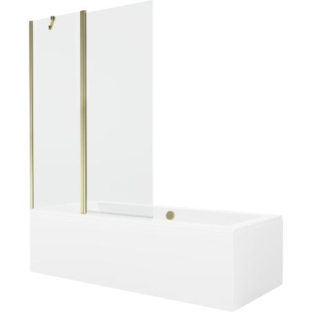 Cadă dreptunghiulară Mexen Cube 170 x 80 cm cu mască și paravan cu 1 panou de 120 cm, transparent, auriu - 550517080X9412115000