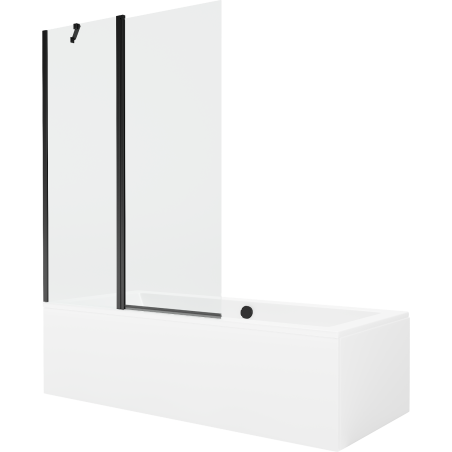Mexen Cube cadă dreptunghiulară 170 x 80 cm cu carcasă și paravan cu 1 aripă 120 cm, transparent, negru - 550517080X9412117000