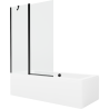 Mexen Cube téglalap alakú kád 170 x 80 cm burkolattal és 1 szárnyú paravánnal 120 cm, átlátszó, fekete - 550517080X9412117000