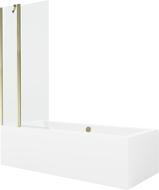 Mexen Cube cadă dreptunghiulară de 180 x 80 cm cu panouri si paravan cu 1 aripă 80 cm, transparent, auriu- 550518080X9408115000