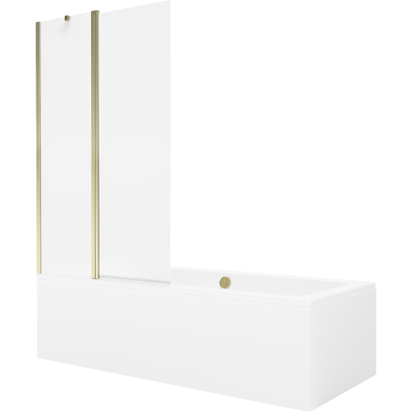 Cadă dreptunghiulară Mexen Cube 180 x 80 cm cu carcasă și paravan cu 1 aripă 100 cm, transparent, auriu - 550518080X9410115000