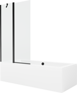 Mexen Cube cadă dreptunghiulară 180 x 80 cm cu cadru și paravan cu 1 panou de 100 cm, transparent, negru - 550518080X9410117000