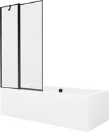 Mexen Cube cadă dreptunghiulară de 180 x 80 cm cu panouri si paravan cu 1 aripă 100 cm, Model negru - 550518080X9410117070