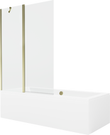 Mexen Cube cadă dreptunghiulară 180 x 80 cm cu panel și paravan cu 1 canat 120 cm, transparent, auriu - 550518080X9412115000