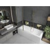 Mexen Cube cadă dreptunghiulară 180 x 80 cm cu panel și paravan cu 1 canat 120 cm, transparent, auriu - 550518080X9412115000