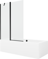 Mexen Cube cadă dreptunghiulară 180 x 80 cm cu carcasă și paravan cu 1 aripă 120 cm, transparent, negru - 550518080X9412117000