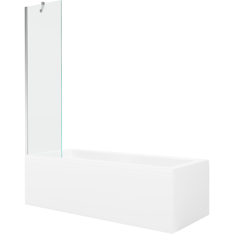 Mexen Cubik 150 x 70 cm téglalap alakú kád burkolattal és 1 szárnyas kádparavánnal 50 cm, Átlátszó, Króm - 550315070X9505000001