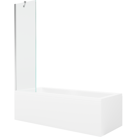 Mexen Cubik 150 x 70 cm téglalap alakú kád burkolattal és 1 szárnyas kádparavánnal 50 cm, Átlátszó, Króm - 550315070X9505000001