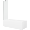 Mexen Cubik cadă dreptunghiulară 150 x 70 cm cu carcasă și paravan cu 1 ușă de 50 cm, transparent, crom - 550315070X9505000001