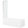 Mexen Cubik cada dreptunghiulară 150 x 70 cm cu carcasă și paravan cu un panel 50 cm, transparent, crom