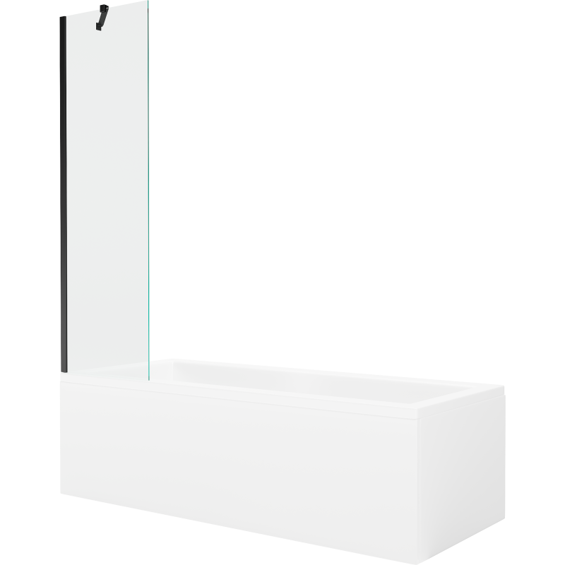 Mexen Cubik téglalap alakú kád 150 x 70 cm burkolattal és 50 cm-es, átlátszó, fekete - 550315070X9505000070