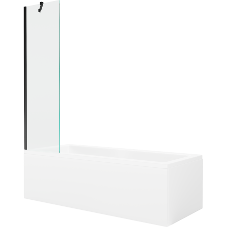 Mexen Cubik cadă dreptunghiulară 150 x 70 cm cu carcasă și paravan cu 1 aripă 50 cm, transparent, negru