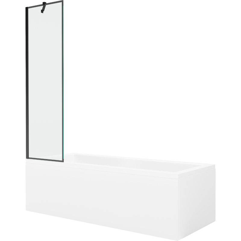 Mexen Cubik cadă dreptunghiulară de 150 x 70 cm cu panouri si paravan cu 1 aripă 50 cm, Model negru - 550315070X9505007070
