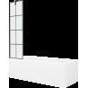 Mexen Cubik cadă dreptunghiulară de 150 x 70 cm cu panouri si paravan cu 1 aripă 50 cm, Model negru - 550315070X9505007077