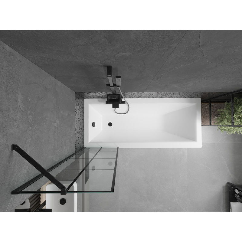 Mexen Cubik téglalap alakú kád 150 x 70 cm burkolattal és 1 szárnyú 50 cm-es paravánnal, fekete mintás - 550315070X9505007077