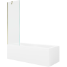Mexen Cubik cadă dreptunghiulară 150 x 70 cm cu panou și paravan cu 1 canat 60 cm, transparent, auriu - 550315070X9506000050