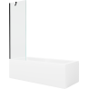 Mexen Cubik cadă dreptunghiulară 150 x 70 cm cu carcasă și paravan 1-canată 60 cm, transparent, negru - 550315070X9506000070