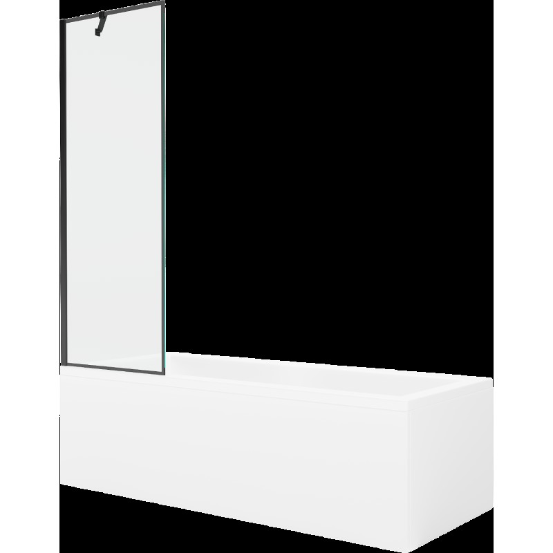 Mexen Cubik cadă dreptunghiulară de 150 x 70 cm cu panouri si paravan cu 1 aripă 60 cm, Model negru - 550315070X9506007070