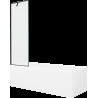 Mexen Cubik cadă dreptunghiulară de 150 x 70 cm cu panouri si paravan cu 1 aripă 60 cm, Model negru - 550315070X9506007070