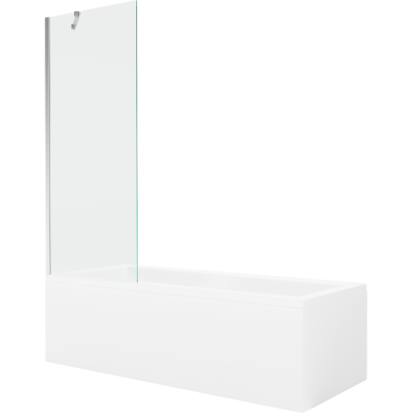 Mexen Cubik 150 x 70 cm téglalap alakú kád burkolattal és 1 szárnyas kádparavánnal 70 cm, Átlátszó, Króm - 550315070X9507000001