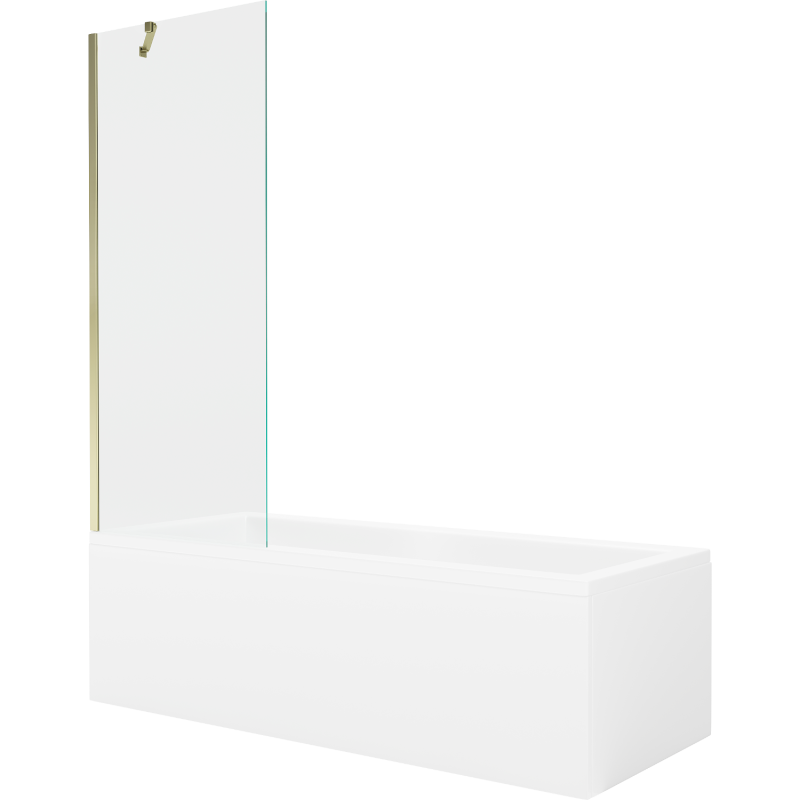 Mexen Cubik téglalap alakú kád 150 x 70 cm burkolattal és 1-szárnyas paravánnal 70 cm, átlátszó, arany - 550315070X9507000050
