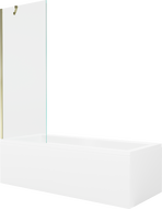 Mexen Cubik Cadă dreptunghiulară 150 x 70 cm cu panou și paravan cu 1 canat de 70 cm, transparent, auriu