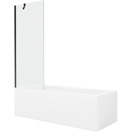 Cadă dreptunghiulară Mexen Cubik 150 x 70 cm cu carcasă și paravan cu 1 canat 70 cm, transparent, negru - 550315070X9507000070