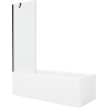 Mexen Cubik téglalap alakú kád 150 x 70 cm burkolattal és 1-szárnyú paravánnal 70 cm, átlátszó, fekete