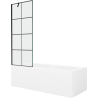 Mexen Cubik téglalap alakú kád 150 x 70 cm burkolattal és 1-szárnyú válaszfallal 70 cm, fekete mintázat