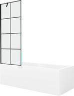 Mexen Cubik téglalap alakú kád 150 x 70 cm burkolattal és egy szárnyú paravánnal 70 cm, fekete minta - 550315070X9507007077