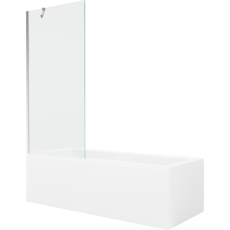Mexen Cubik téglalap alakú kád 150 x 70 cm burkolattal és 1-szárnyas paravánnal 80 cm, átlátszó, króm - 550315070X9508000001