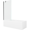 Mexen Cubik cadă dreptunghiulară 150 x 70 cm cu panou și paravan cu 1 aripă 80 cm, transparent, negru - 550315070X9508000070