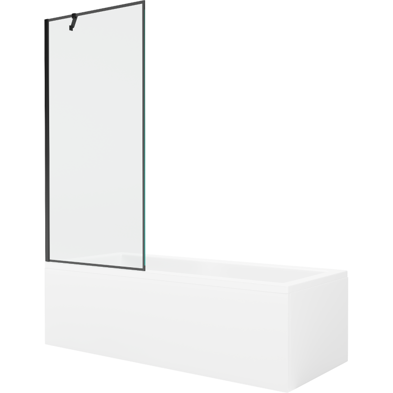 Mexen Cubik téglalap alakú kád 150 x 70 cm burkolattal és 1-szárnyú paravánnal 80 cm, fekete mintázat - 550315070X9508007070