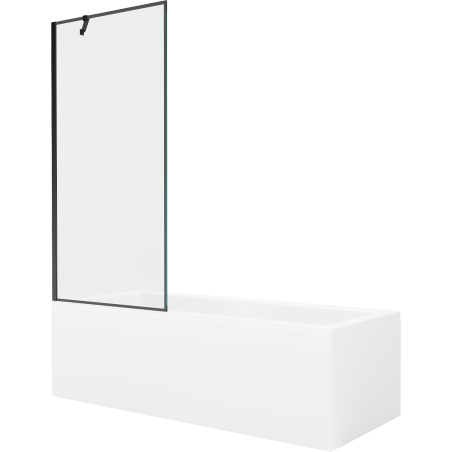 Mexen Cubik téglalap alakú kád 150 x 70 cm burkolattal és 1-szárnyú paravánnal 80 cm, fekete mintázat - 550315070X9508007070